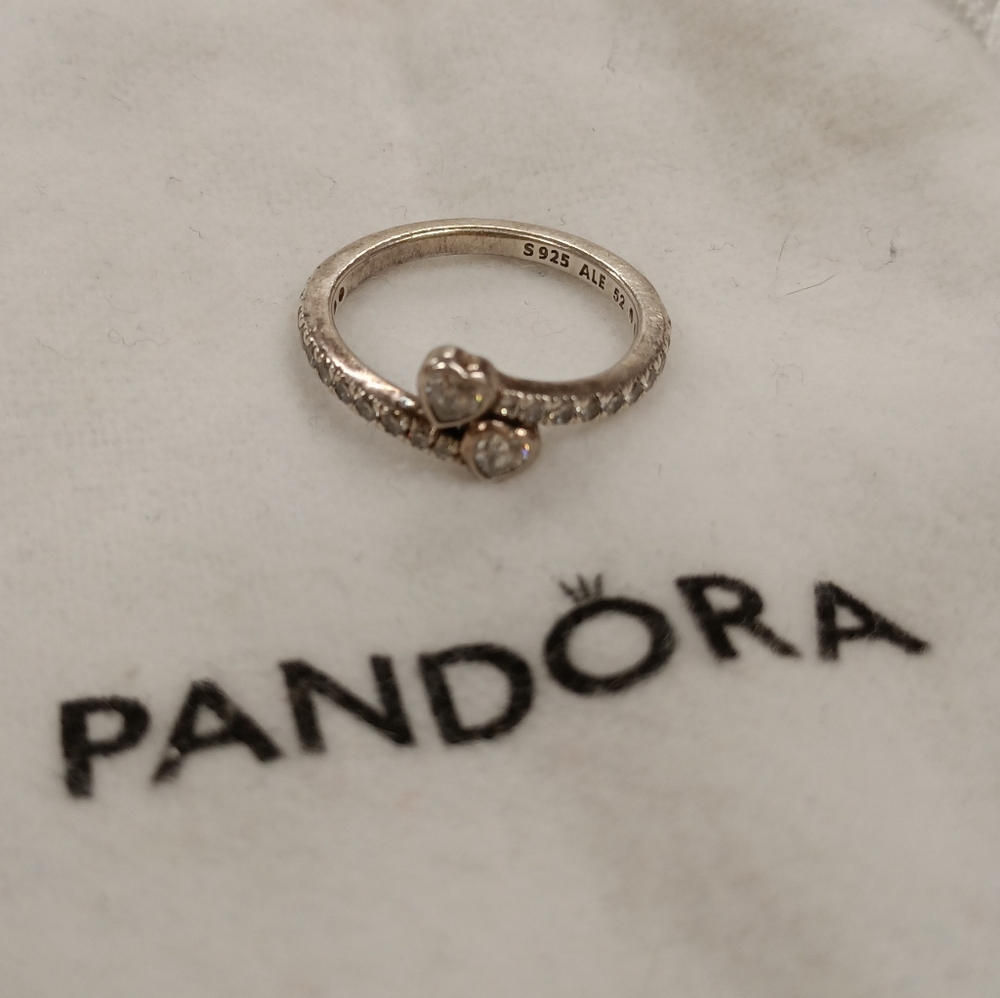 Pandora Silver Double Heart Ring